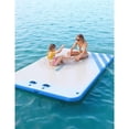thumbnail image 1 of Bingirl Water Inflatable PVC Floating Platform in White with Sky - Blue Trim, 3x3m, Three - Color Gradient at Bottom Right, 1 of 6