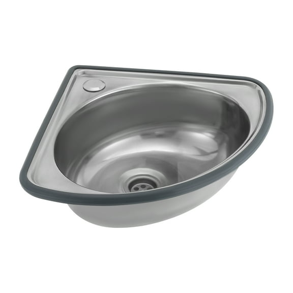 Stylish Stainless Steel Sink with Round Single Bowl, Modern Fan-Shaped Design, Anti-Rust, Space-Saving Triangular Structure, Perfect for Bathroom or Kitchen