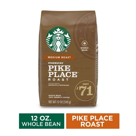 Starbucks Medium Roast Whole Bean Coffee — Pike Place Roast — 100% Arabica — 1 bag (12 oz.)