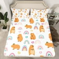thumbnail image 2 of Homewish Brown Kawaii Capybara Twin Sheet Sets,Colorful Rainbow Twin Fitted Sheet,Cute Multicolor Loves Flat Sheet For Girl Teens,Ultra Soft Home Decor,3 Pieces, 2 of 7