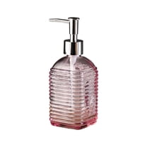CuiLiyq Glass Soap Dispenser with Pump, Liquid Soap Dispenser for Soap, Shampoo and Lotion Refill for Kitchen, Bathroom, Laundry, (Horizontal Stripe, Pink)