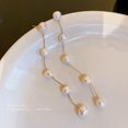 thumbnail image 5 of Pendientes colgantes con borlas largas y perlas de imitación, aretes nupciales llamativos, 5 of 5