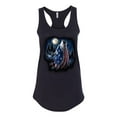 thumbnail image 2 of Wild Bobby, American Flag Howling Wolf Animal Lover Ladies Racerback Tank Top, Black, Small, 2 of 3