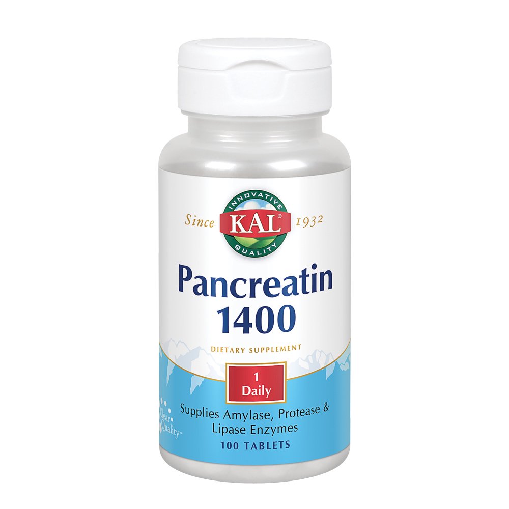 KAL Pancreatin 1400 Pancreatic Enzymes Amylase, Protease & Lipase to Help Support Healthy