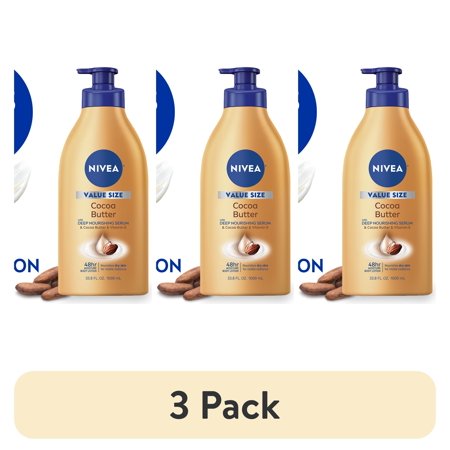 (3 pack) NIVEA Cocoa Butter Body Lotion with Deep Nourishing Serum 33.8 Fl Oz