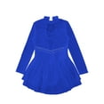 thumbnail image 6 of iEFiEL Girls Long Sleeve Dance Skirted Leotard Figure Ice Skating Gymnastics Leotard Dress Ballerina Dancewear Royal Blue 8, 6 of 7