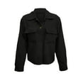 thumbnail image 4 of Women's Fashion Cropped Shacket Button Down Corduroy Crop Jacket Black L, 4 of 4