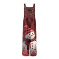 thumbnail image 6 of Women's Christmas Print Wide-Leg Strapless Tank Jumpsuit, Casual Style with Pockets, Red, Size XXL, 6 of 6