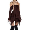 thumbnail image 3 of Women'S Halloween Costumes Off-Shoulder Butterfly Fairy Cosplay Party Handkerchief Flowy Midi Dress Chocolate Color L, 3 of 8