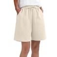 thumbnail image 6 of JoveMarine Women's Casual Wide Leg High Waisted Shorts - Slimming, Lightweight Drawstring, Comfy for Daily, Vacation, Hot Summer Days,Beige L, 6 of 6