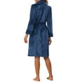 thumbnail image 3 of INSPIRE CHIC Women's Flannel Bathrobe Plush Soft Robe Fluffy Long Spa Robe S Navy Blue, 3 of 5