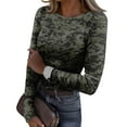 thumbnail image 2 of Women's Rib Knit Tops Stretch Crewneck Ribbed Long Sleeve T Shirts Fitted Casual Basic Tees, 2 of 3