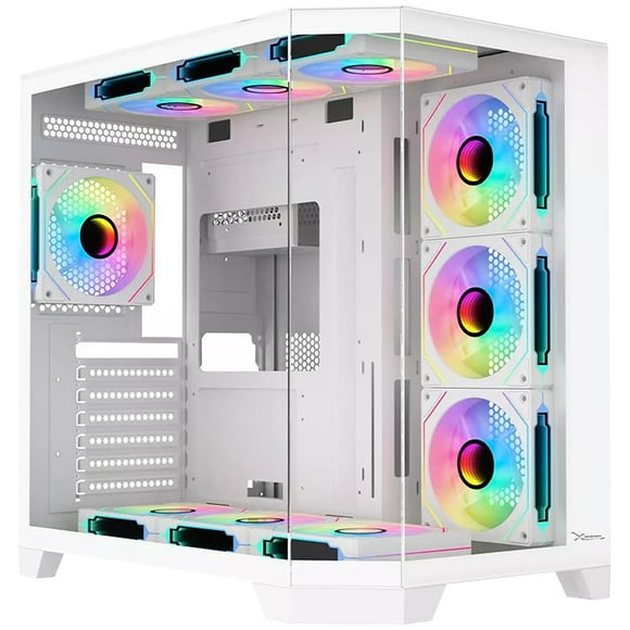 Gabinete Gamer XZEAL X-TRON ATX Media Torre 4 Fan Cristal Templado ARGB blanco