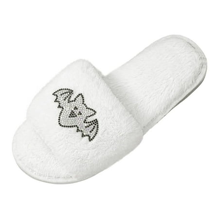 

nsendm Female Shoes Adult Beach Slippers for Women Summer Women Home with Warm Cotton Slippers Indoor Winter Floor Ballet Slippers for Women White 9.5