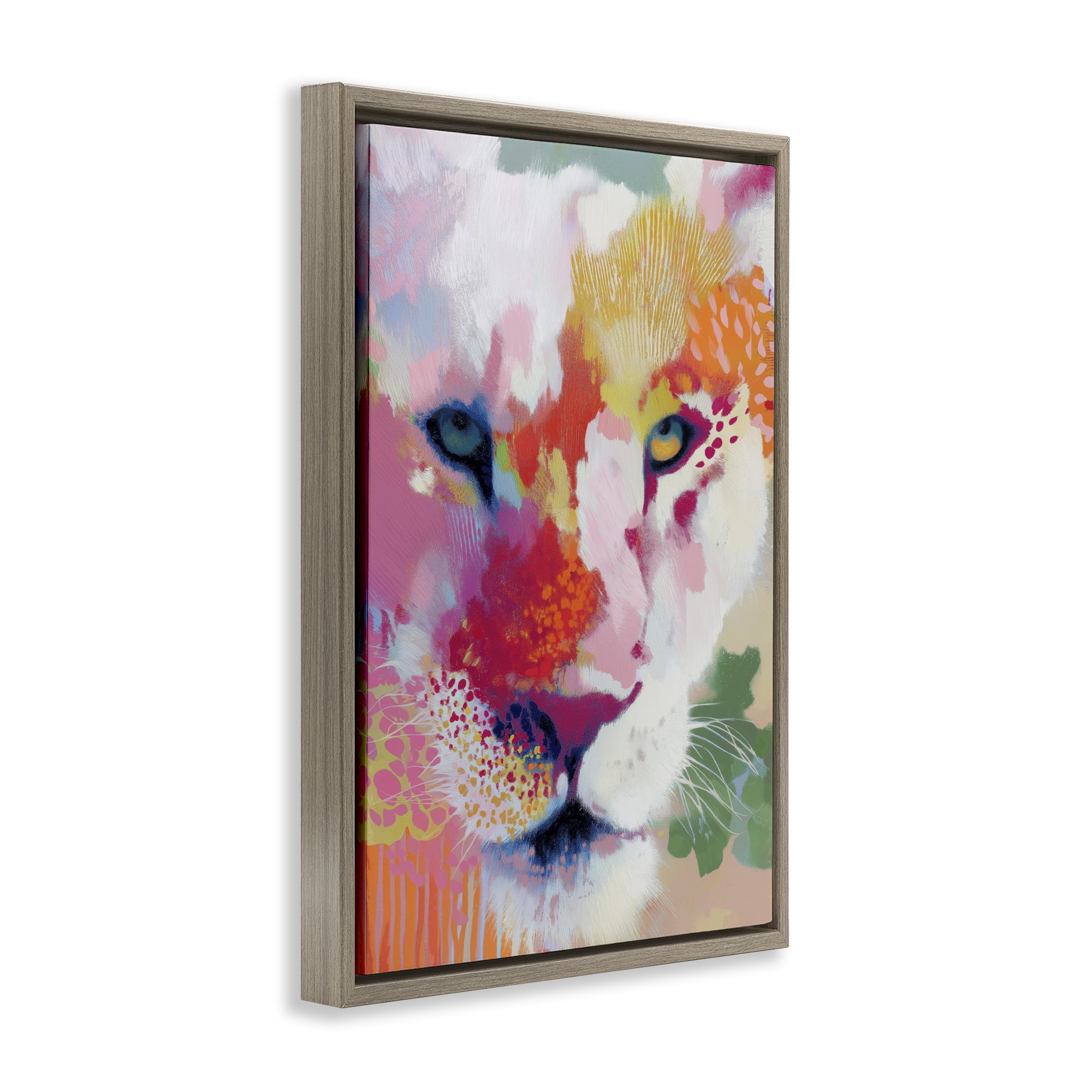 Stupell Industries Lion Eyes with Intense Gaze Brown Framed Floater Canvas Wall Art, design by Chromatic Storm Studio