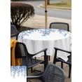thumbnail image 4 of Outdoor Tablecloth with Umbrella Hole and Zipper, Eucalyptus Leaves Square Table Cloth 60x60 Inch Waterproof Tablecloth, Navy Blue Summer Botanical Weeping Picnic Table Cover for Patio Camping, 4 of 7