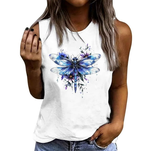 Floruhand Womens Tank Tops Summer Graphic Basic Casual Loose Sleeveless Tees Shirts for Women