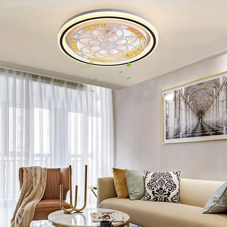 

WUZSTAR 20 Inch Round Flush Mount Ceiling Fan Light in Home Modern Dimmable Chandelier Lamp