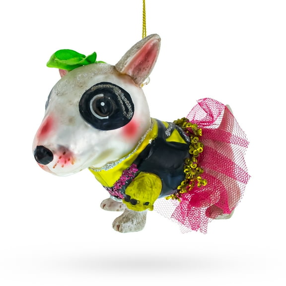 Pitbull Glass Christmas Ornament