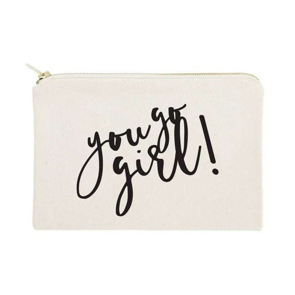 You Go Girl Cotton Canvas Cosmetic Bag