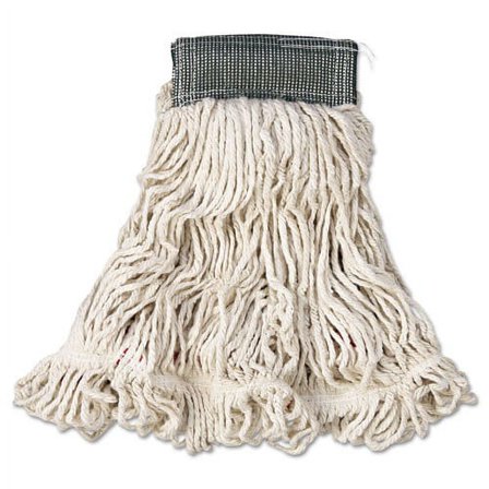 Web Foot Cotton/Synthetic Medium Wet Mop Head with 5 in. Green Headband - White (6/Carton)