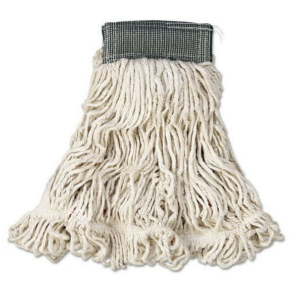 Web Foot Cotton/Synthetic Medium Wet Mop Head with 5 in. Green Headband - White (6/Carton)