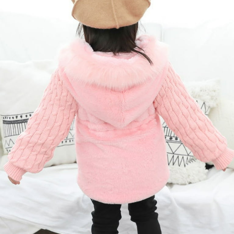 uublik Girls Fleece Jacket Toddler Winter Faux Fur Coat