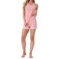 thumbnail image 2 of INSPIRE CHIC Womens Cami Pajamas Lace Trim V Neck 2 Piece Sleepwear Lingerie Tank Top with Shorts Loungewear Sets S Pink, 2 of 5