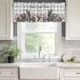 thumbnail image 3 of Rabbits Pine Cone Rod Pocket Curtain Valance, Sweet Home Texture Grey Plaid Farmhouse Farmhouse Window Valance for Living Room, Bedroom, Kitchen 54"W x 18"L, 3 of 9