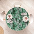 thumbnail image 4 of Ambesonne Leaves Nature Print Fitted Round Tablecloth, Tropical Jungle, 40"- 44" Diameter, Sea Green and Dimgray, 4 of 5