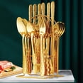 thumbnail image 5 of 24 Pieces Silverware Set, Stainless Steel Flatware Set with Holder, Mirror Polished Utensils Set Service for 6, Durable Kitchen Eating Tableware Set, Include Fork Knife Spoon Set, Dishwasher Safe, 5 of 7