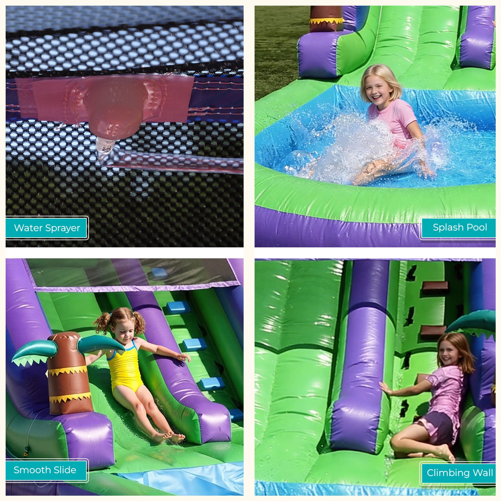 Relunch Inflatable Water Park Bounce House with Blower, Slide & Splash Pool for Kids Adults Outdoor