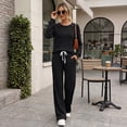 thumbnail image 2 of SUNBS Two Piece Sets Womens Lounge Sets Fall Wide Leg Pants with Pocket Matching Sets Crew Neck Top Casual Pajamas Sets Clothes, 2 of 8