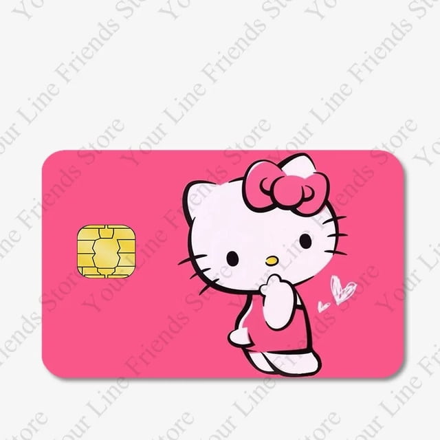 Hello Kittys-pegatina de tarjeta de débito y crédito, calcomanía de Anime Sanrios Diy, Kirby, impermeable, póker, película adhesiva, piel para Chip grande y pequeño