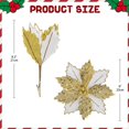 thumbnail image 2 of 9'' Poinsettias Artificial Christmas Flowers 8PCS Silk Christmas Floral Picks and Sprays Large White Gold Poinsettias Flowers with Clips for Xmas Tree Vase Arrangement Wreath Decor, 2 of 5