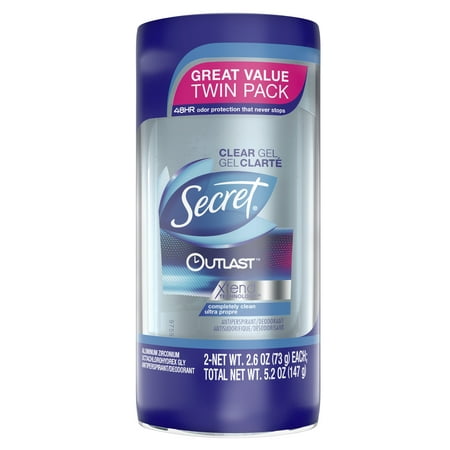 Secret Outlast Clear Gel Antiperspirant Deodorant for Women, Completely Clean 2.6 oz (Pack of