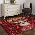 thumbnail image 3 of 3'x5' Area Rugs, Christmas Elk Indoor Outdoor Area Rug for Living Room Bedroom, Red Black Plaid Winter Snowflake Xmas Deer Washable Bathroom Rugs Kitchen Floor Carpet Mats Home Decor Aesthetic, 3 of 8