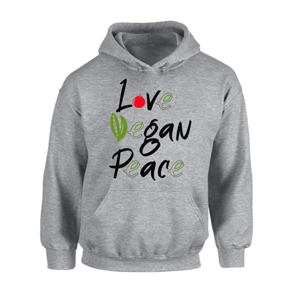 Awkward Styles Love Vegan Peace Unisex Hoodie Vegetarian Hoodie Vegan Sweater Vegan Friendly Hoodie Green Hoodie Vegan Clothes for Women Vegan Organic Stylish Hoodies for Him Gifts for Vegetarians