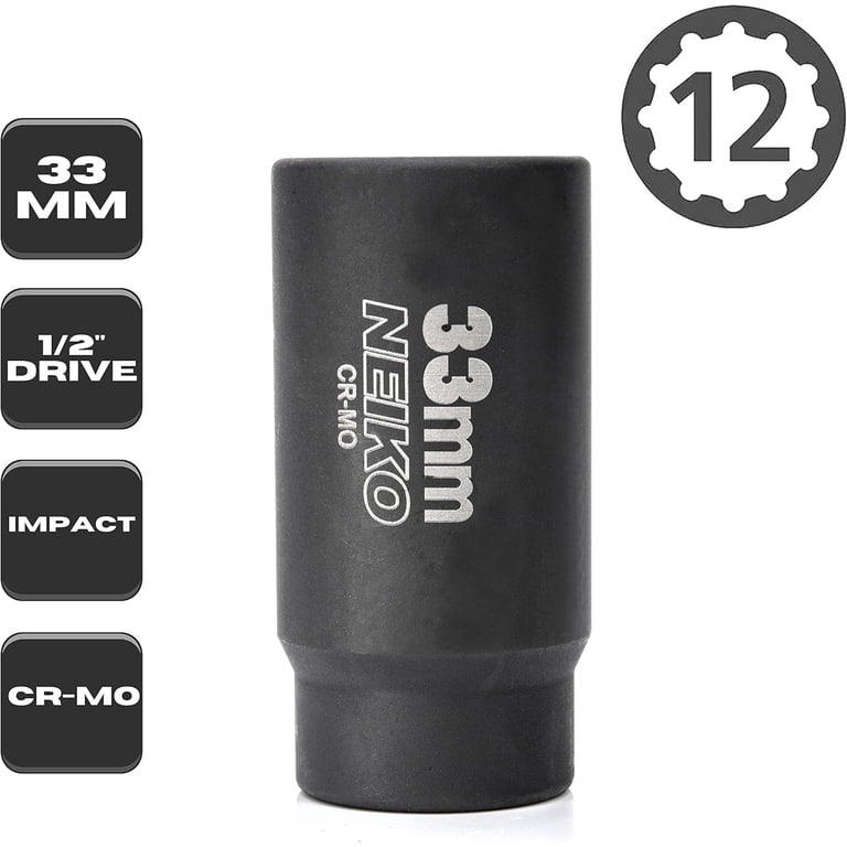 Neiko, 33mm Socket, 02524A, 1/2‚Äù Drive Deep Impact Socket