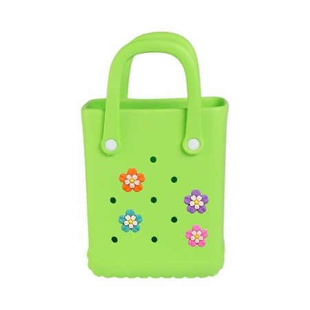 Mini Travel Tote Bag for Little Girls & Kids & Women Rubber Beach Bag Large Large Capacity Summer Beach Bags Graphic Tee Eva Swim Bag Green