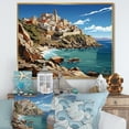 thumbnail image 2 of Designart "Serene Syros Landscape I" Extra Large Coastal Framed Wall Art - Coastal Blue Coastal Port Hallway Framed Wall Art Decor, 2 of 7