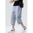 thumbnail image 4 of Summer Casual Pants Men‘s Wild Cotton and Linen Loose Linen Pants Korean Style Trend Nine-point Straight Trousers, 4 of 7