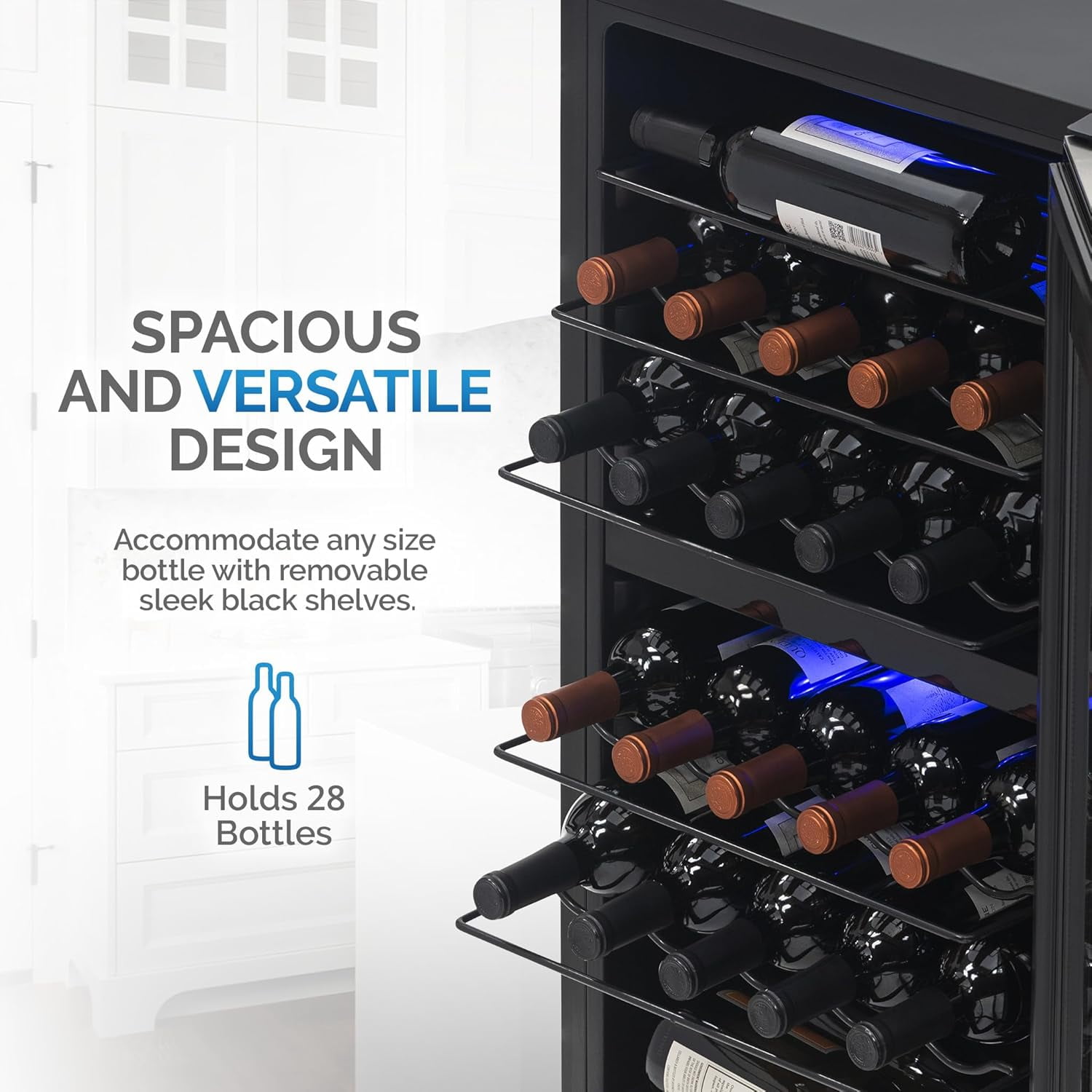Restored Newair NWC028SS01-RB Dual Zone Wine Fridge with Adjustable Racks, 28 Bottles, Stainless Steel (Refurbished)