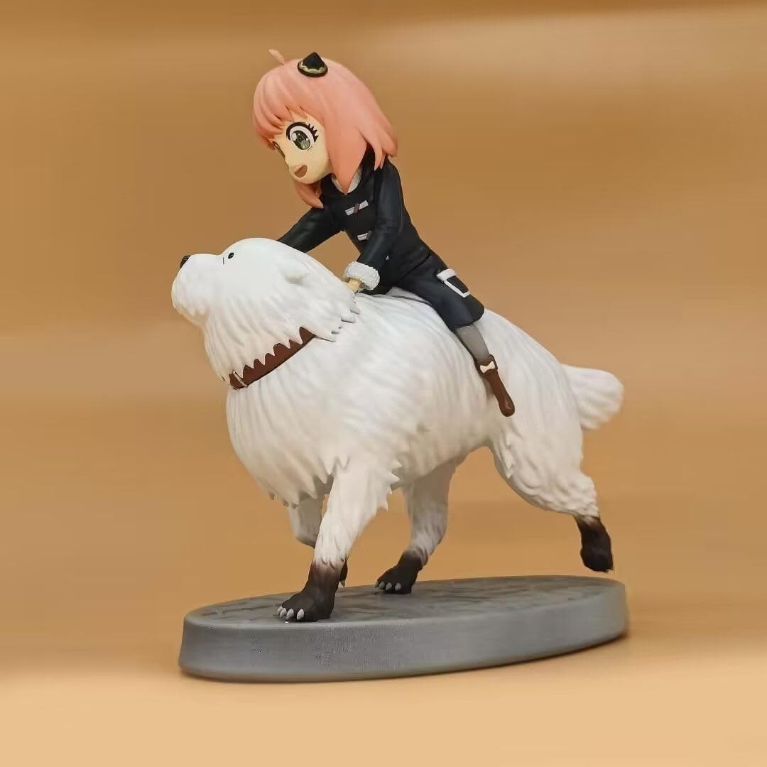 New Anya Forger Figure, Bond Figure, Anya Ride Bond Action Figures 22cm/8.7inch Handmade PVC Statues Collectible Souvenirs for Anime Fans Gifts