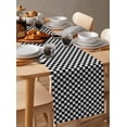 thumbnail image 6 of Black White Plaid Table Runner 60 Inches, Modern Buffalo Check Gingham Art Bed Runner Dresser Scarves Tabletop for Indoor Outdoor Parties/Ceremony/Banquet, 13" x 60", 6 of 8