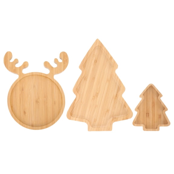 LEORX 3pcs Holiday Serving Platter Wood Cheese Plate for Outdoor Picnic Families