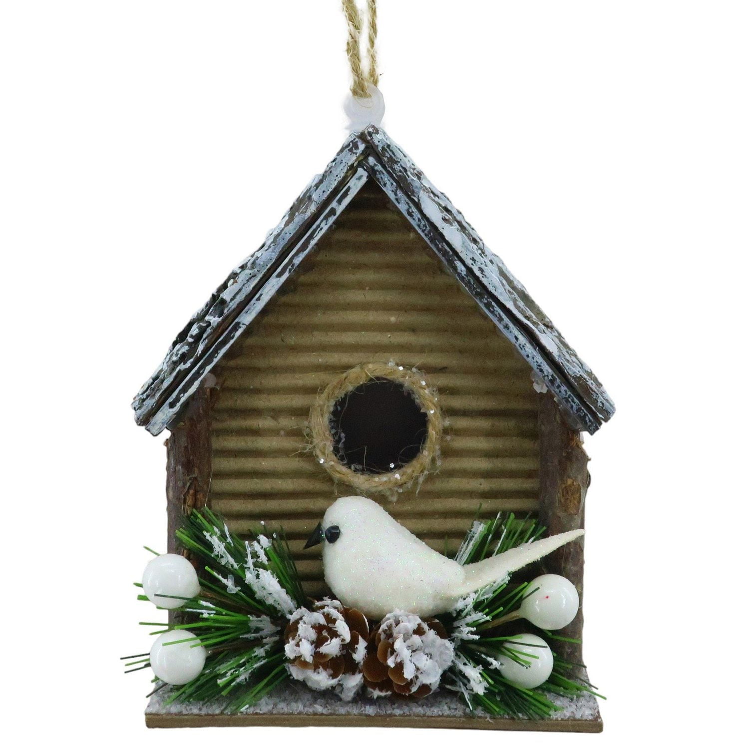 Holiday Time House With White Bird Ornament, HOUSE W/BIRD ORNAMENT