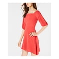thumbnail image 3 of BAR III $79 Womens New 1030 Red Off Shoulder 3/4 Sleeve Fit + Flare Dress 14 B+B, 3 of 4