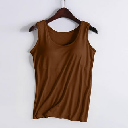 Yellow Women s Tanks  Women S Fashionable Casual Padded Tank Top Without Wire Bra Cup Integrated Tank Top Suspenders Women s Tanks & Camis L