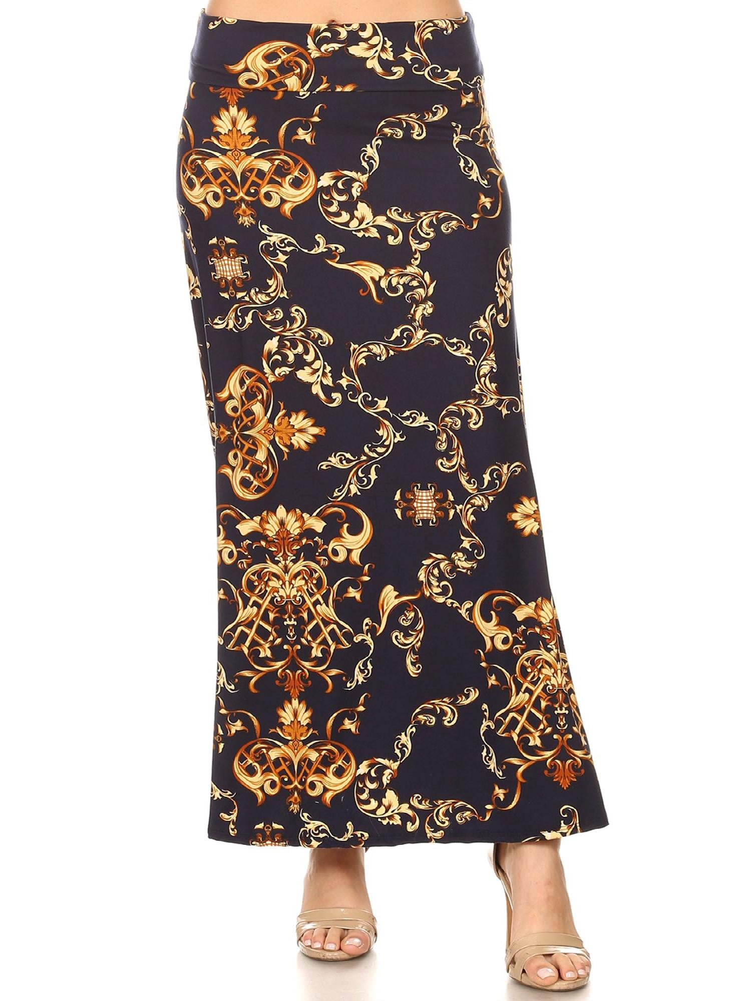 Women's Casual Lightweight Comfy Floral Pattern Print ALine Maxi Skirt